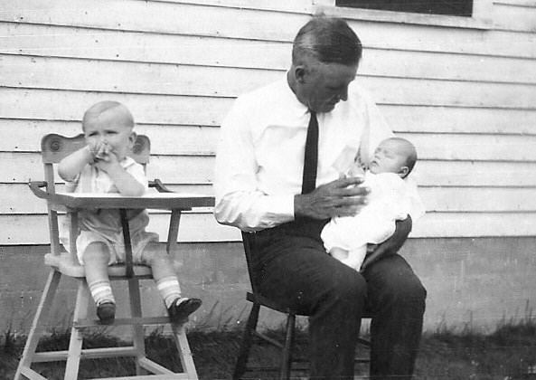 Edwin Genoways with Bruce and Charles in chair