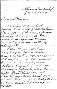 Norman's 1st letter to Donna, page 1