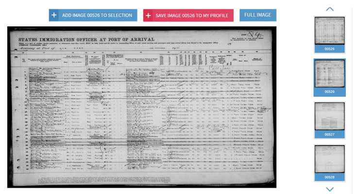 ellis island ship's manifest page