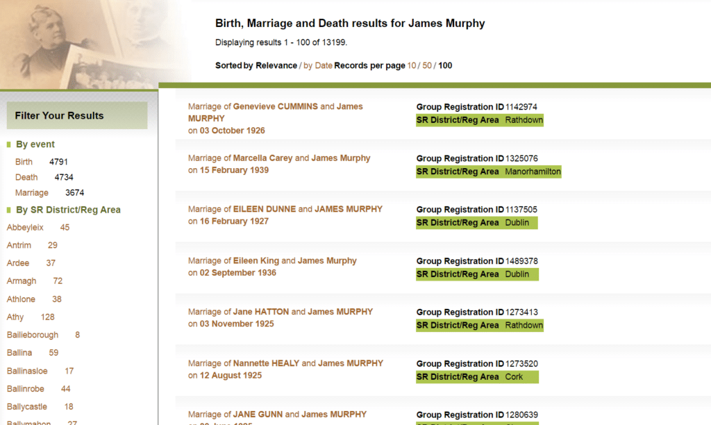 Millions of Irish Birth, Marriage and Death Records are Now Online for Free - Results