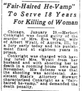 Eva - 'Fair Haired He Vamp to Serve 18 Years' - Atlanta Constitution 1-10-1921 and Indianapolis Star 1-30-21