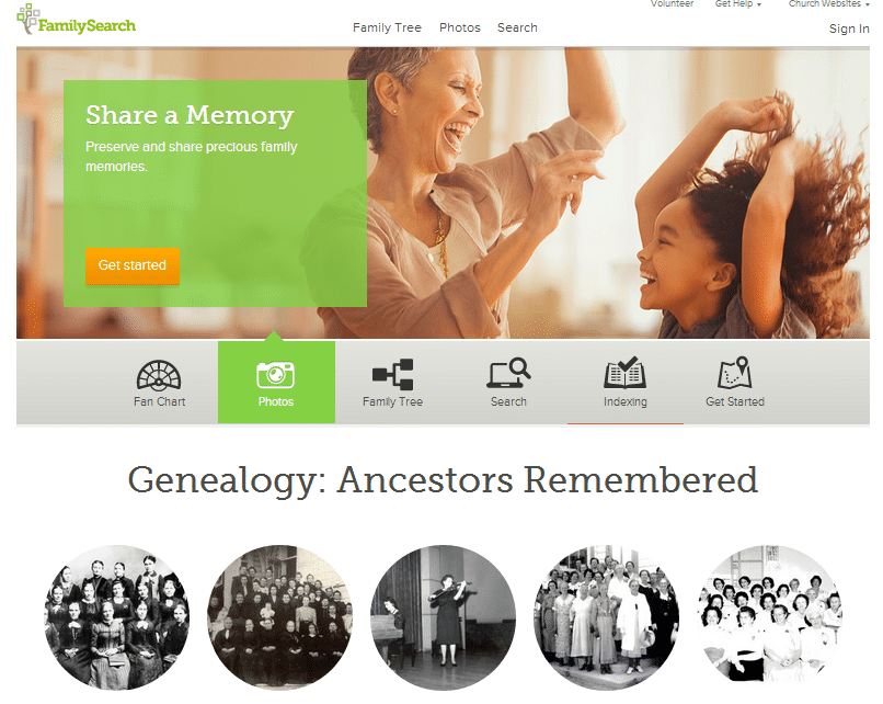 familysearch.org homepage