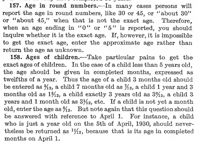 Instructions for Enumerators on Age in the 1930 Census