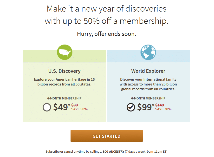 Ancestry 50% Off New Year 2018