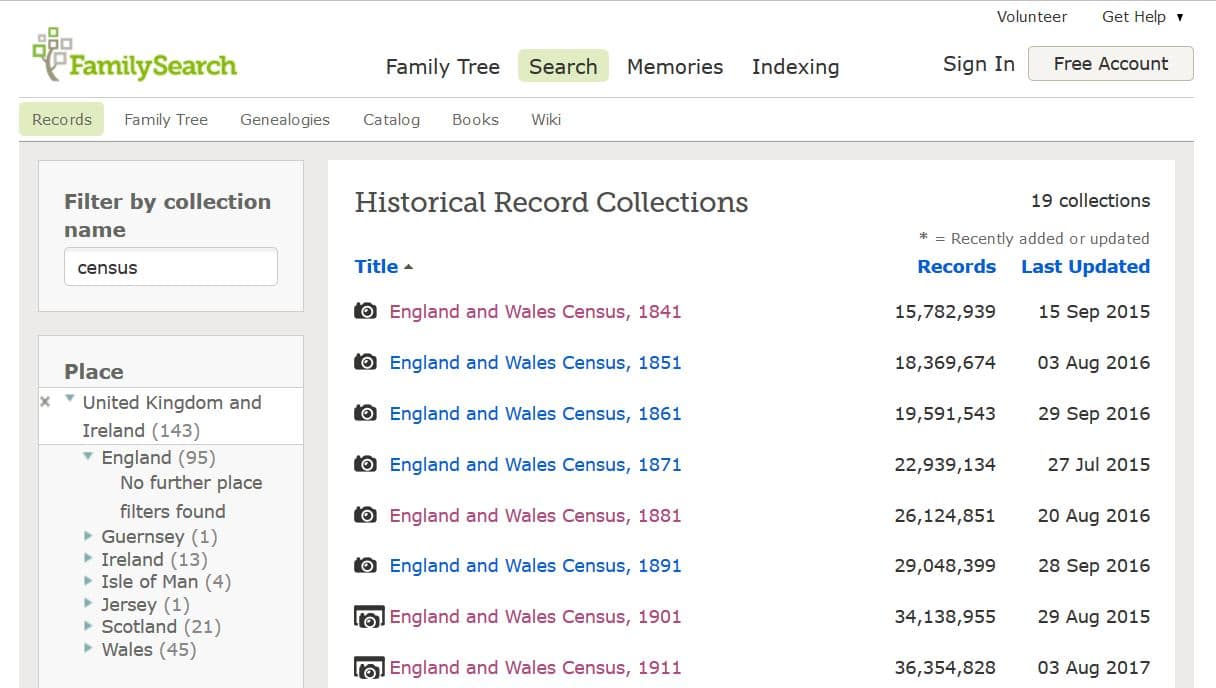 British, Irish, Scottish, Welsh Genealogy Research Guide, FamilySearch free British census records