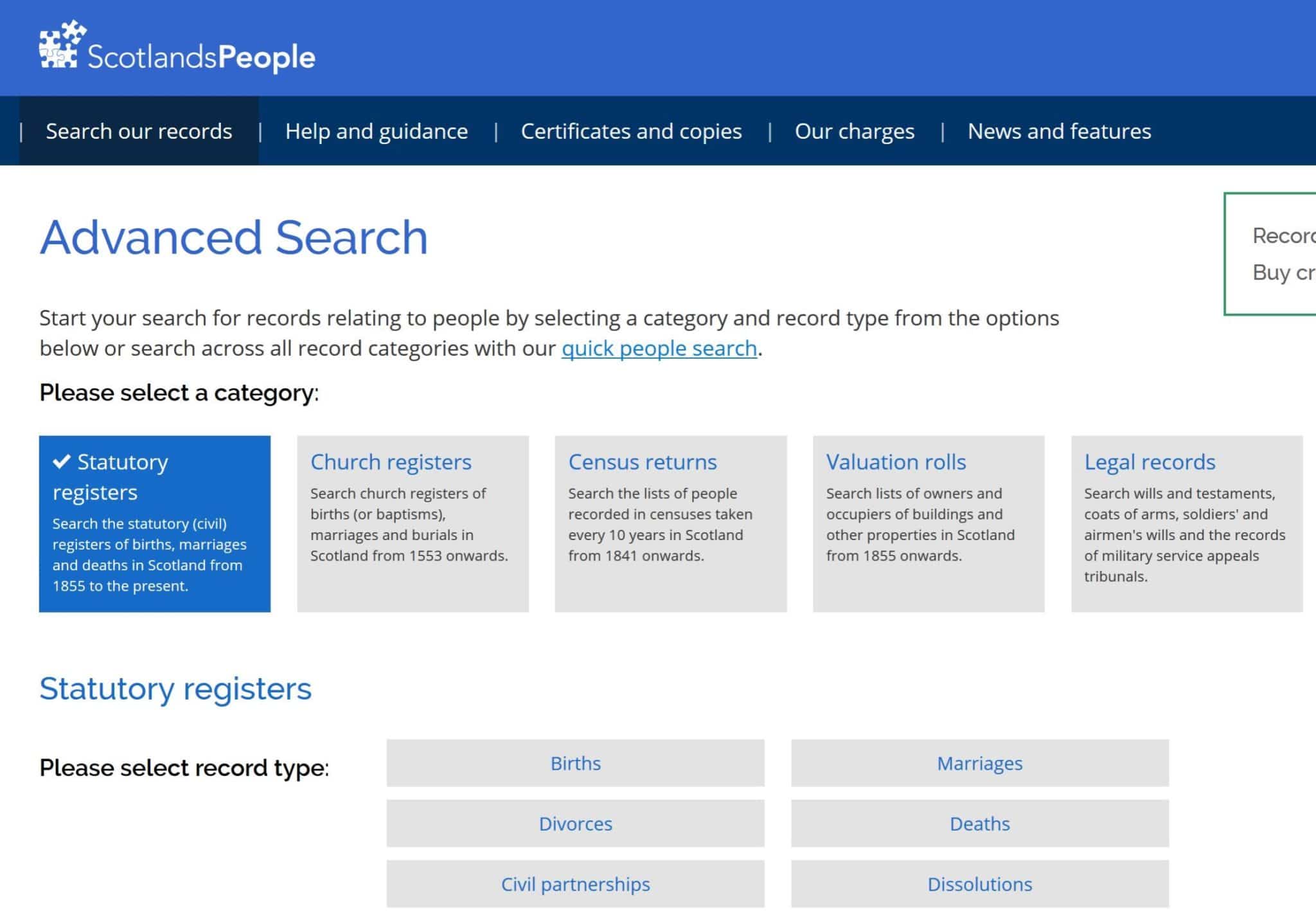 British, Irish, Scottish, Welsh Genealogy Research Guide, the Scotalnd's People site, vital records