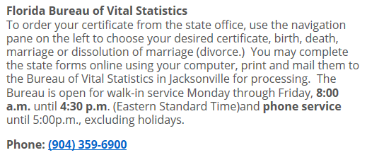 Florida Bureau of Vital Statistics
