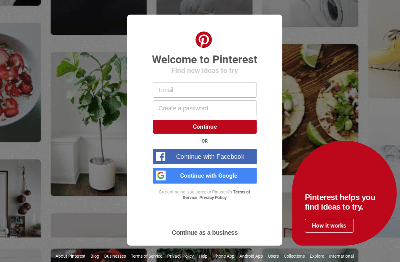 Pinterest for genealogy research, organization, and sharing, Pinterest log in