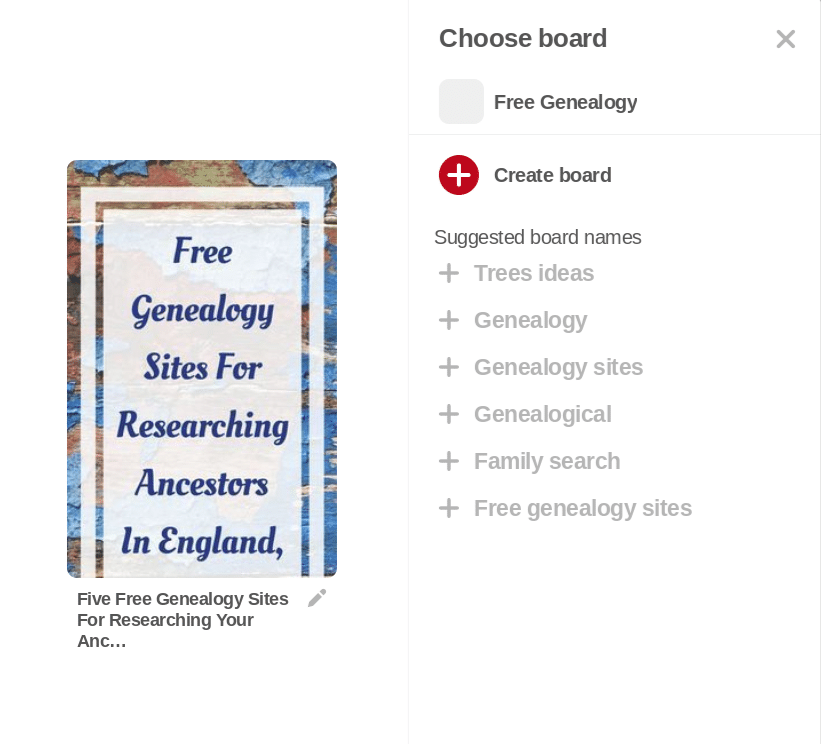 Pinterest for genealogy research, organization, and sharing, how to create a Pinterest board