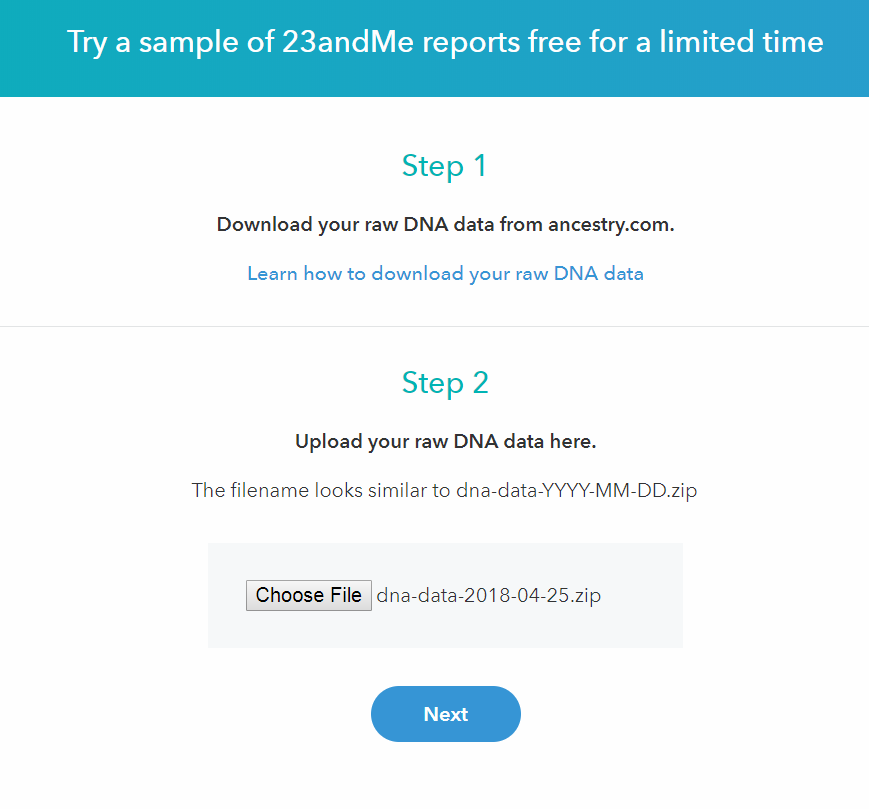 23andMe Upload Your DNA