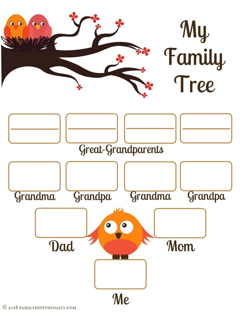 family tree template for kids black and white