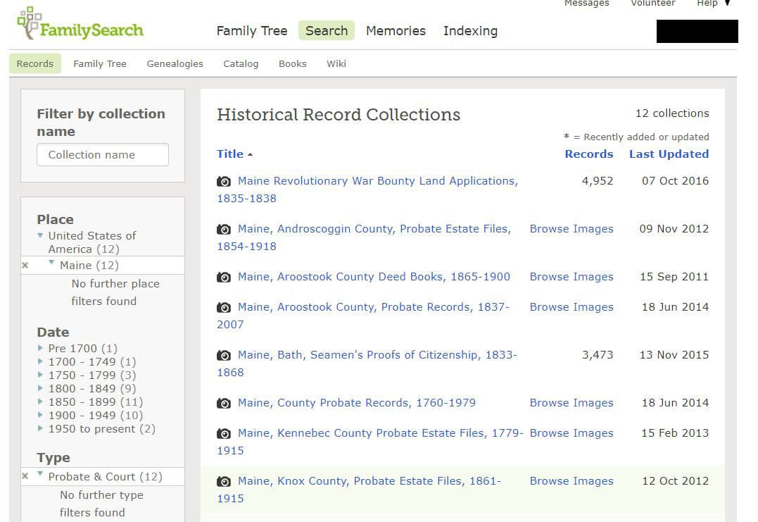 Criminal Records for Genealogy Research, FamilySearch court and probate Maine