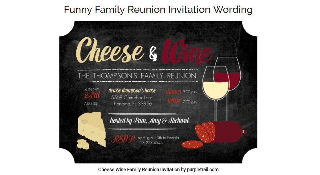 Planning a family reunion, invitation sample