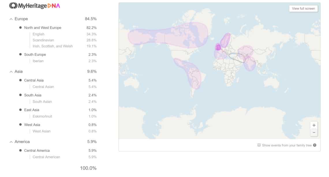 Example DNA Results from 23andMe, Ancestry, MyHeritage and FTDNA