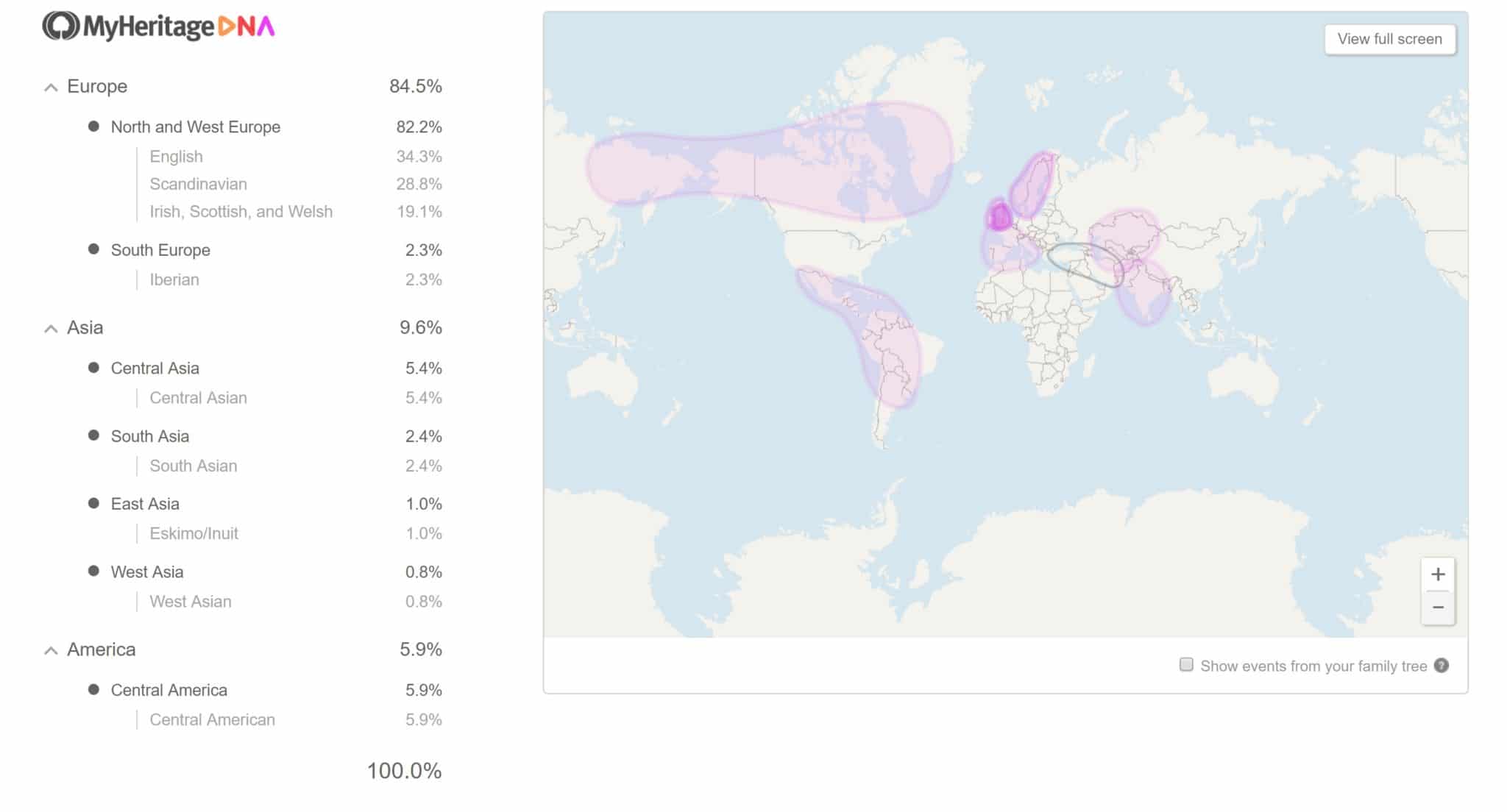 MyHeritage DNA Ethnicity Estimate Sample Report