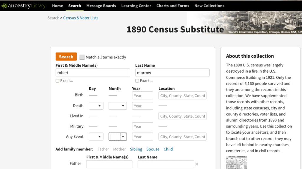 1890 Census Substitute