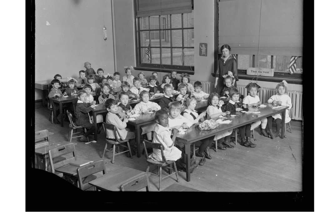 Free Family Tree Lesson Plans for Kids and Teens - Kids in a Red Cross Classroom, Early 20th Century