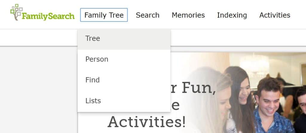 FamilySearch Print Family Tree Step 1