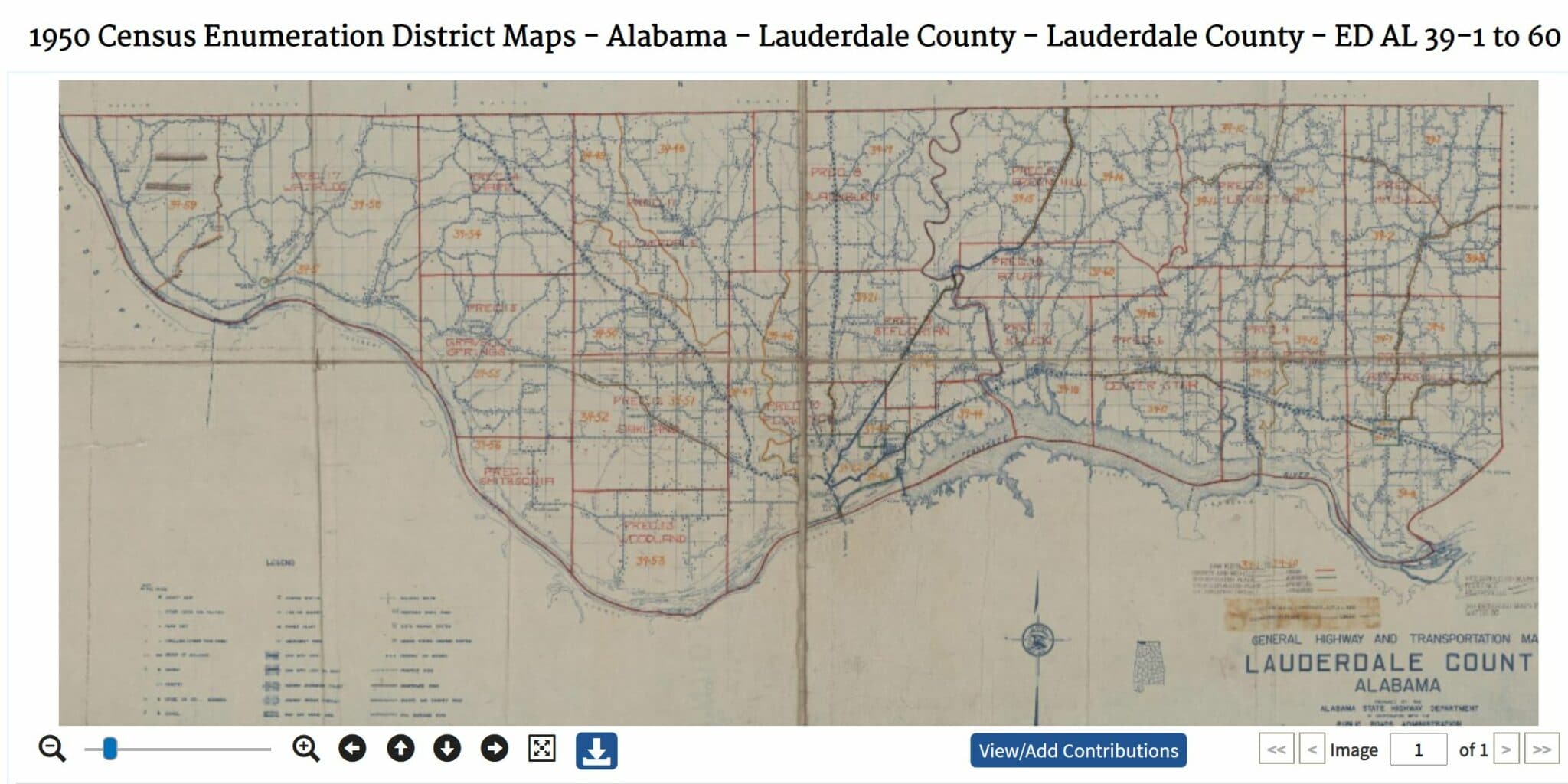 Enumeration District Map for Lauderdale County Alabama from National Archives Website