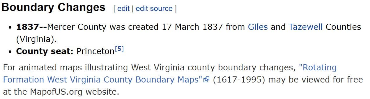 Screenshot of Mercer County WV Wiki