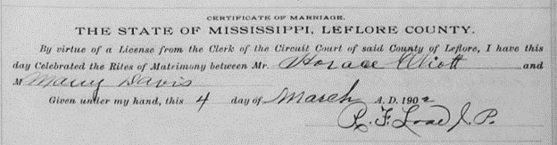 Marriage record signed by Justice of the Peace with JP suffix