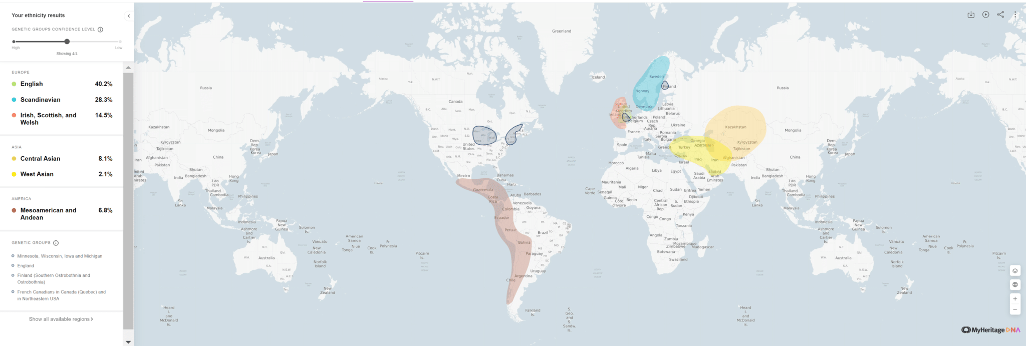 MyHeritage Ethnicity Estimate from DNA Upload 2024